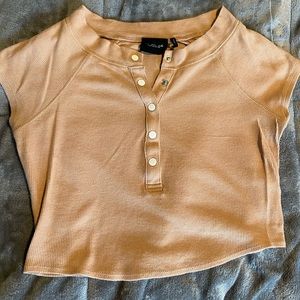 Urban Outfitters, tan, henley tee